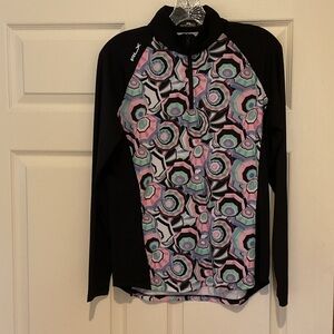 Ralph Lauren RLX Black Top with Pastel Pink Mint and Lavender Print